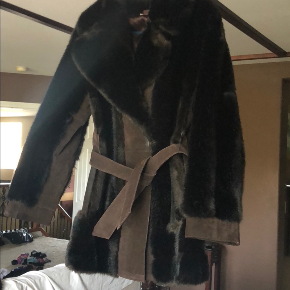 Vintage faux mink and suede jacket.